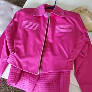 Emanuel Ungaro mini skirt and jacket.